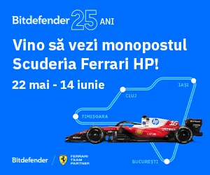 Bitdefender aniversează 25 de ani și marchează acest moment prin Circuitul Bitdefender, aducând monopostul Scuderia Ferrari HP în România
